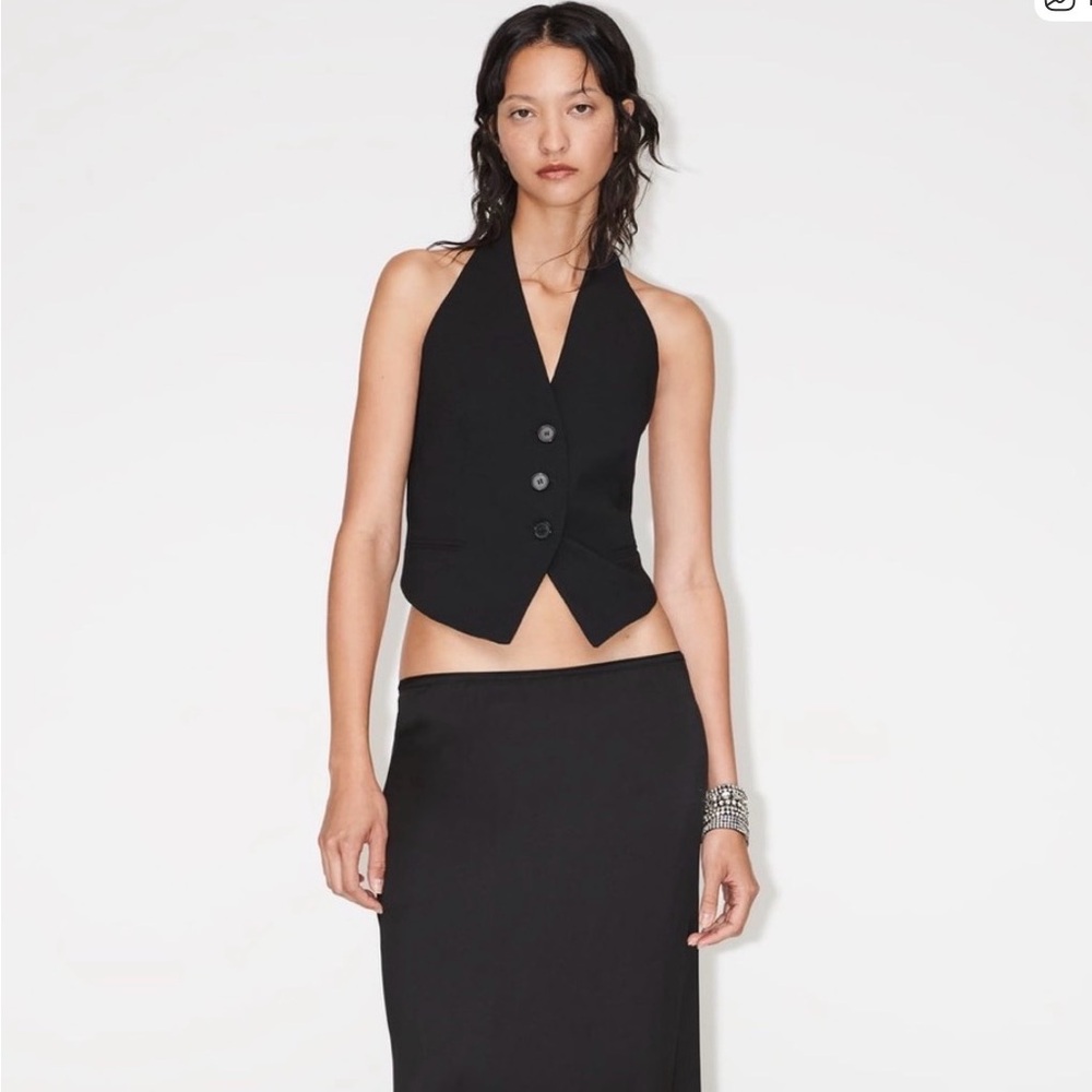 Zara Black Halter Neck Tank Top